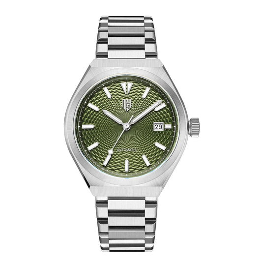 Successor 2- Stainless Steel/Olive Green Dial (Date) - Nine Four Watches